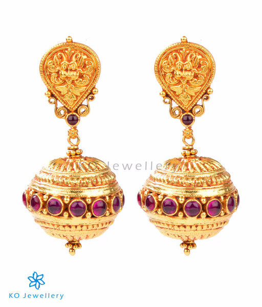 South Indian antique gold temple jewellery earrings