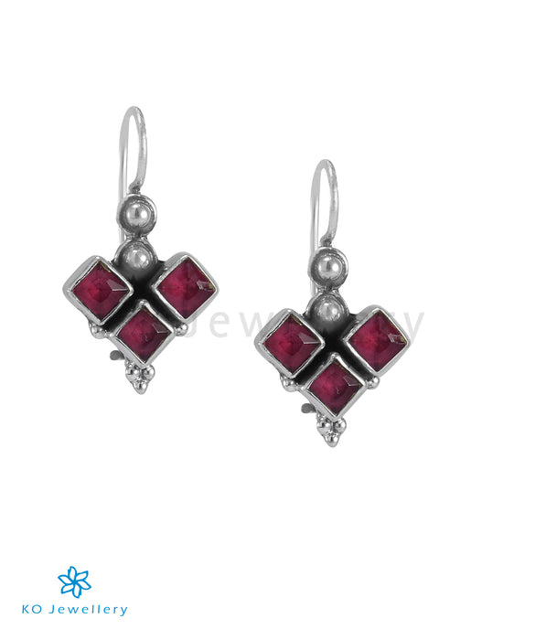 The Yaman Silver Gemstone Earrings (Red)