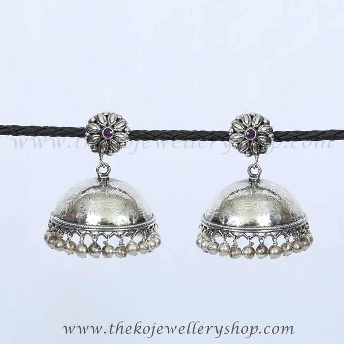 Light weight simple designed pure silver jhumka online shopping