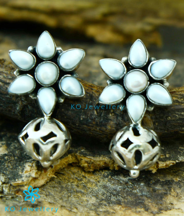The Preksha Silver Gemstone Earrings (Pearl)