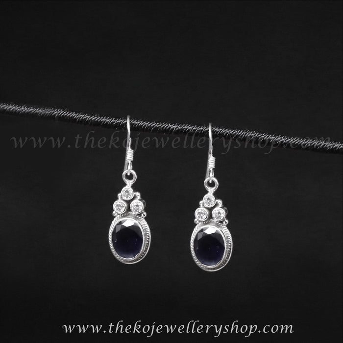 blue stone elegant looking earrings silver sterling