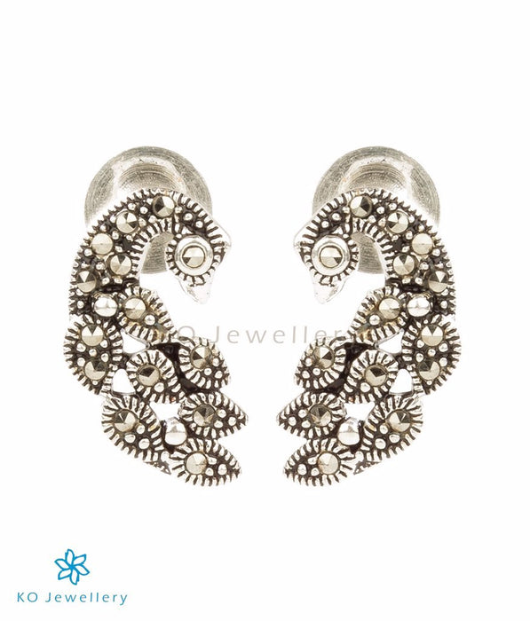 The Hritvi Silver Peacock Earrings