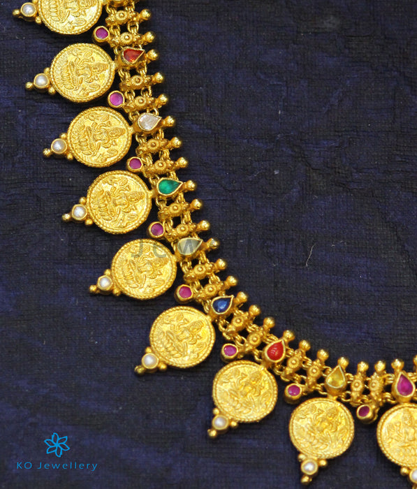 The Vagmi Silver Navratna Lakshmi Kasumala Coin Necklace (Short)