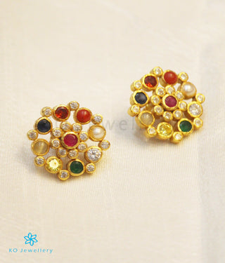 The Yajata Silver Ear-studs (Navratna)