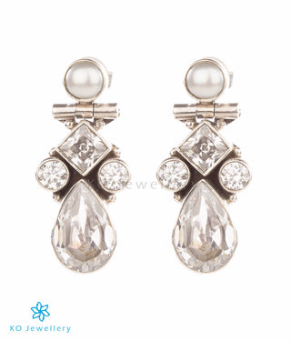 The Poorna Silver Gemstone Earrings(White)