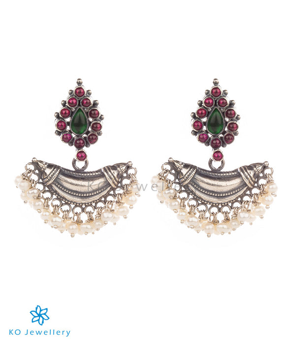 Contemporarily designed temple jewellery earrings with gemstones