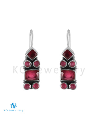 The Kahini Silver Gemstone Earrings (Red)