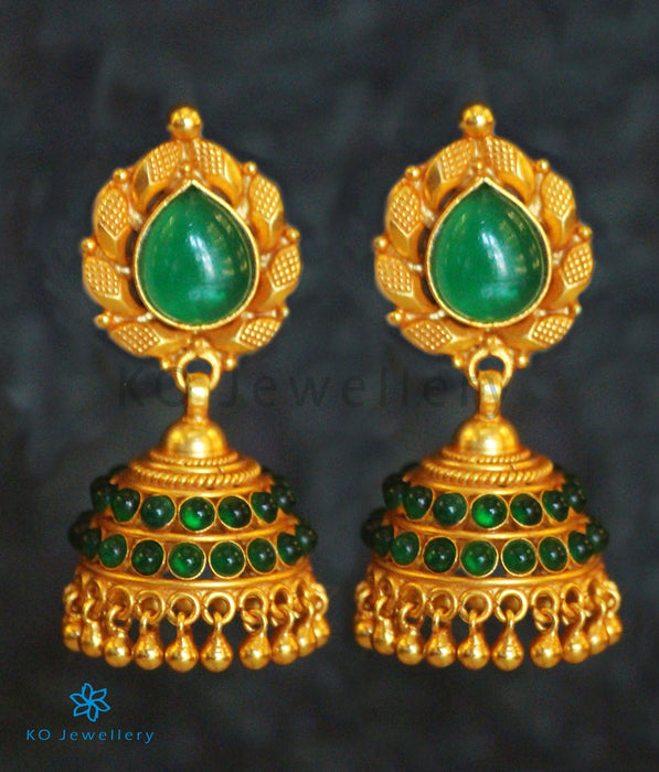 The Aarohi Silver Kempu Jhumka(Green)