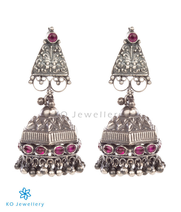 Lovingly handcrafted oxidised silver temple jewellery jhumkas