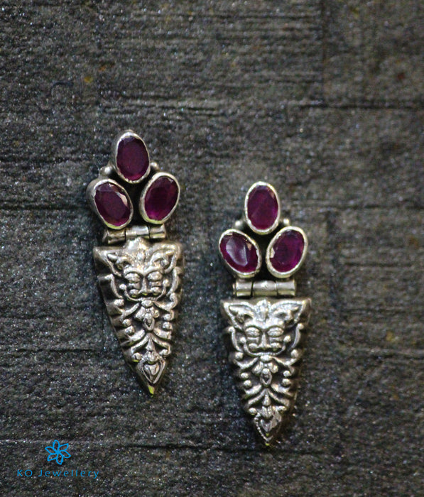 The Bhiti Silver Gemstone Earrings (Red)