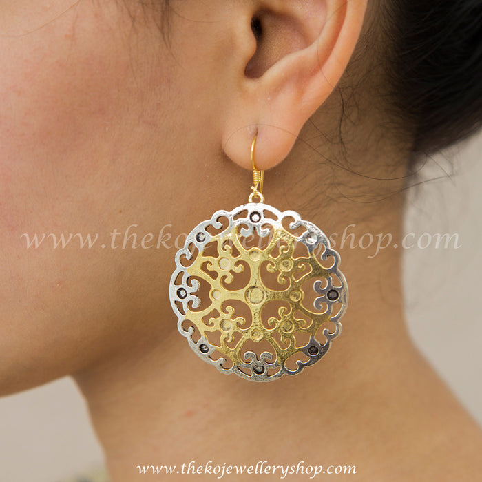 Round sterling silver earrings floral pattern buy online 