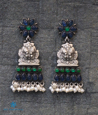 The Purvika Silver Earrings (Green)
