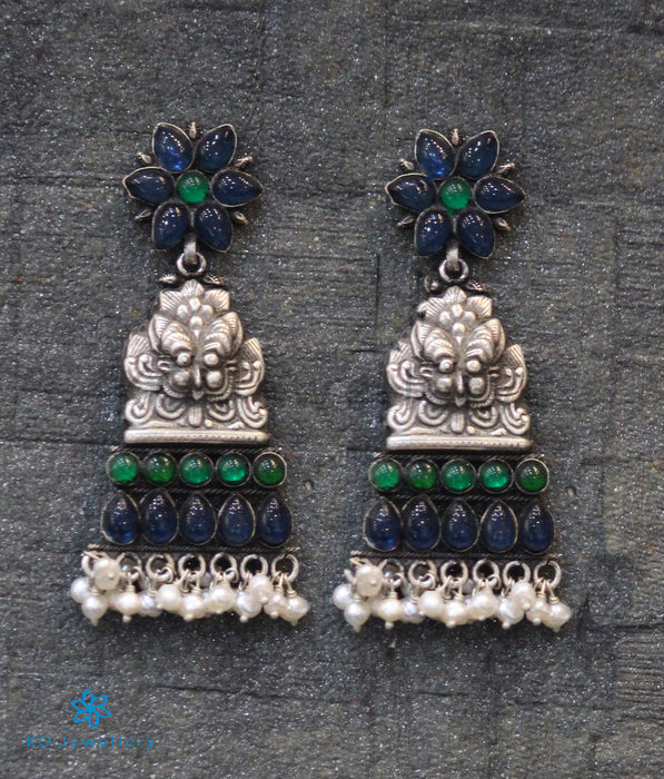 The Purvika Silver Earrings (Green)