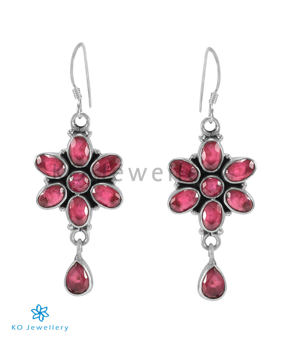 The Katha Silver Gemstone Earrings (Red)