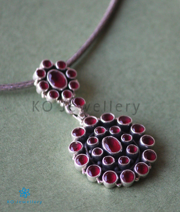 The Param Silver Gemstone Necklace (Red)