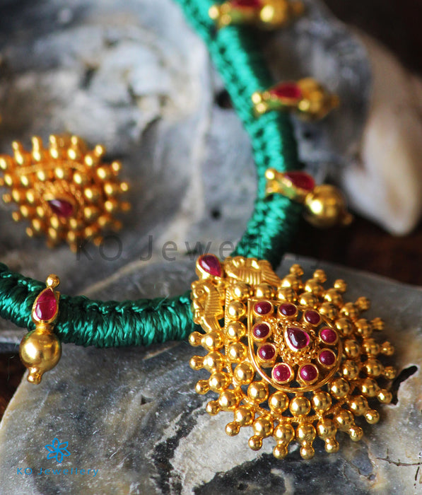 The Aradhana Silver Thread Necklace (Green)