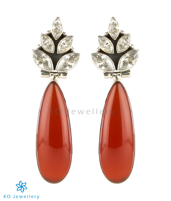 Red onyx and white zircon handmade gemstone earrings online