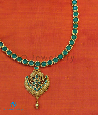 The Marala Silver Peacock Necklace (Green)