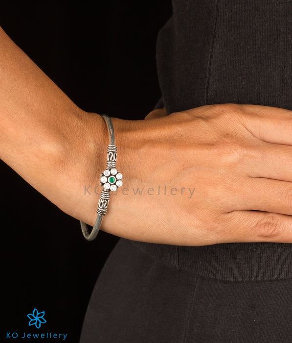 The Piali Flexible Silver Gemstone Bracelet(Red)