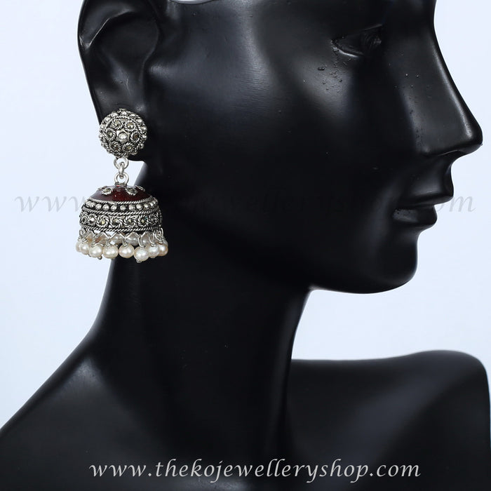 Online shopping silver jhumka   gem stone collection