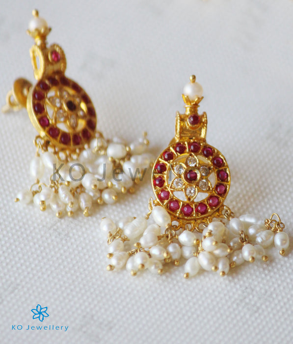 The Vratala Silver Pearl Earrings (Red)
