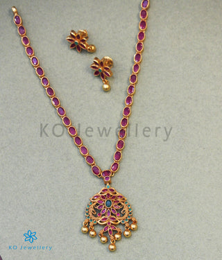The Kusum Silver Kempu Necklace