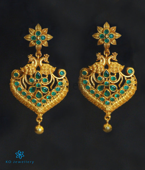 The Marala Silver Peacock Earrings(Green)