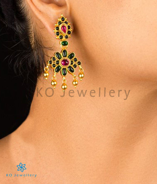 The Dvaita Silver Kempu Reversible Earrings(Red/Green)