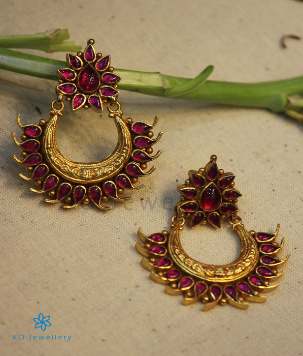The Pratiti Silver Chand Bali Earrings (Red)