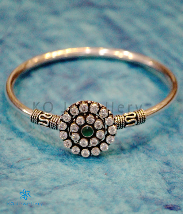 The Prerna Openable Silver Gemstone Bracelet (Green)