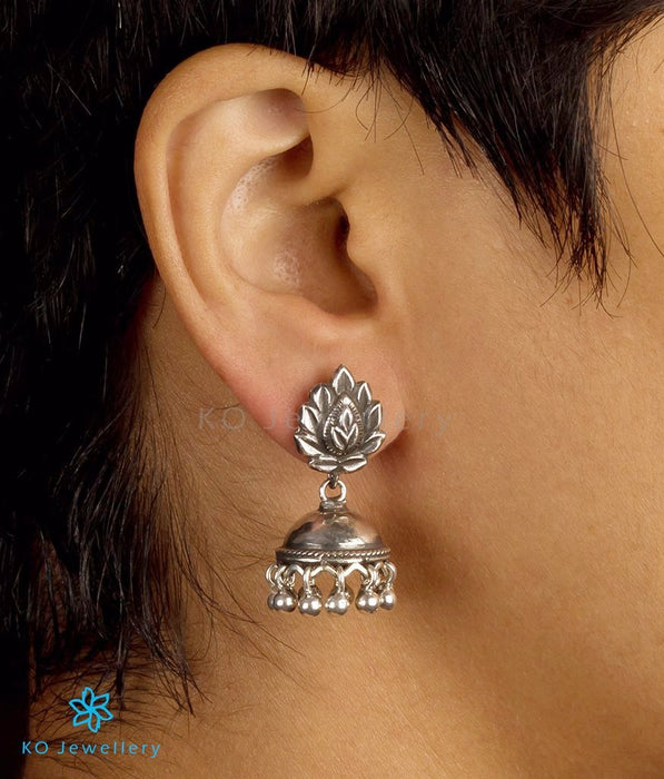 92.5 silver jhumkas by best temple jewellery brand