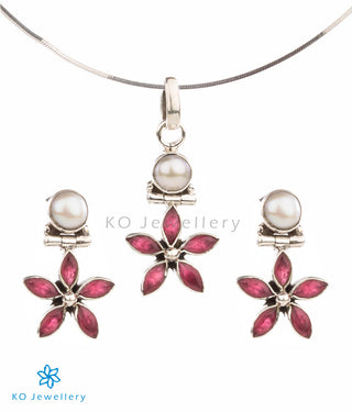 Floral gemstone pendant set for kids