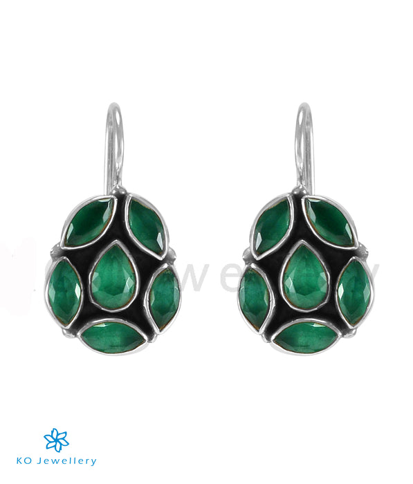 The Ritvik Silver Gemstone Earrings (Green)