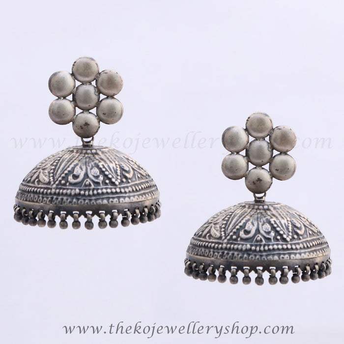 The Prakruthi Silver Oxidised Jhumka