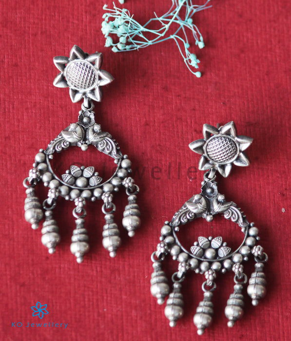 The Prakrit Silver Peacock Earrings(Oxidised)