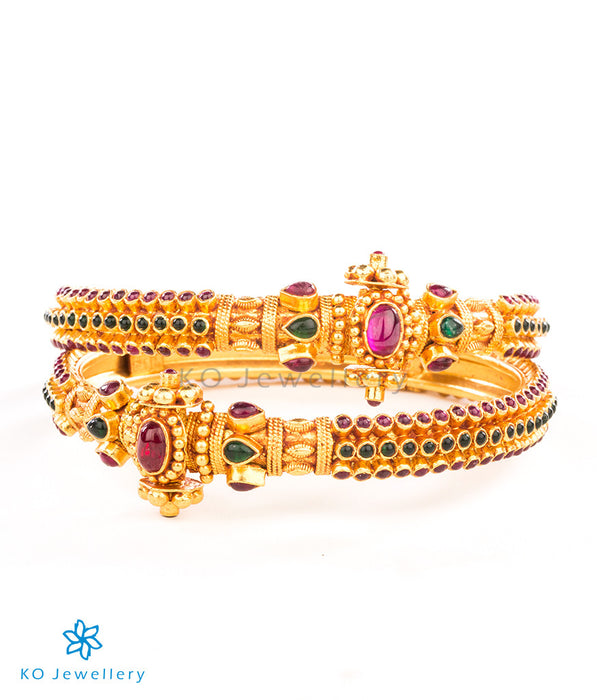 Delicately handcrafted gold-dipped temple jewellery bracelet