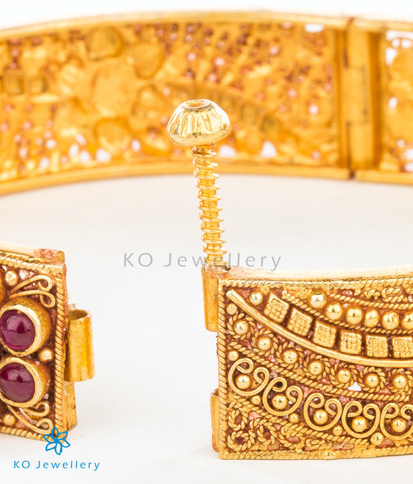 Adjustable gold dipped bangle ethnic temple jewellery