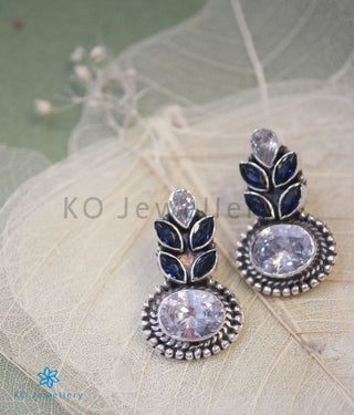 The Ekiya Silver Gemstone Earrings (Blue/White)