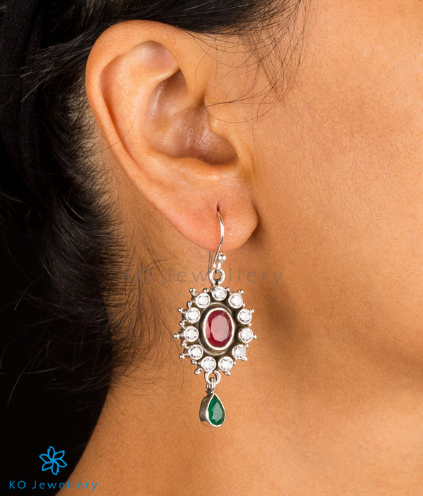 Oxidised silver real gemstone earrings