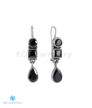 The Mahiti Silver Gemstone Earrings (Black)