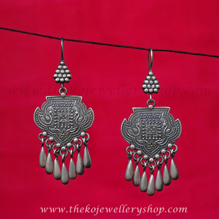 The Maruka Silver Peacock Earrings