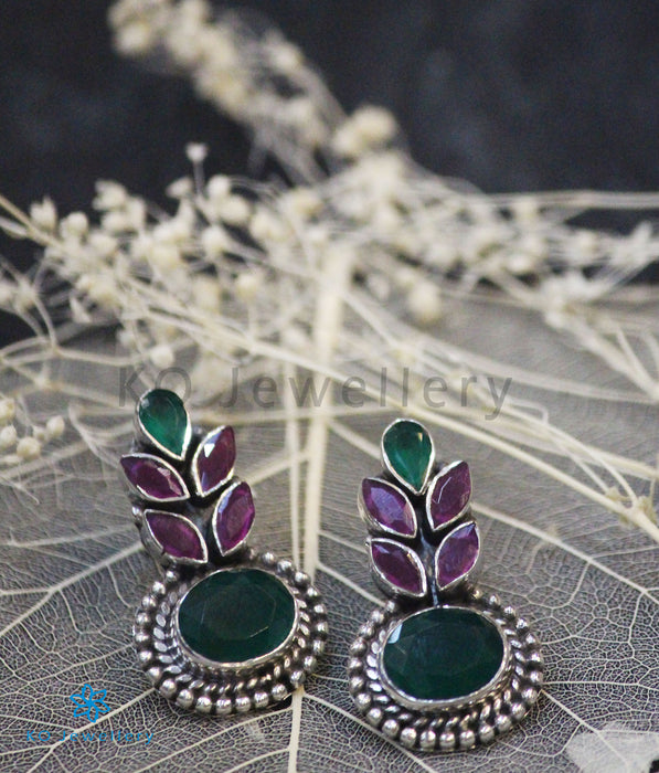 The Ekiya Silver Gemstone Earrings (Red/Green)