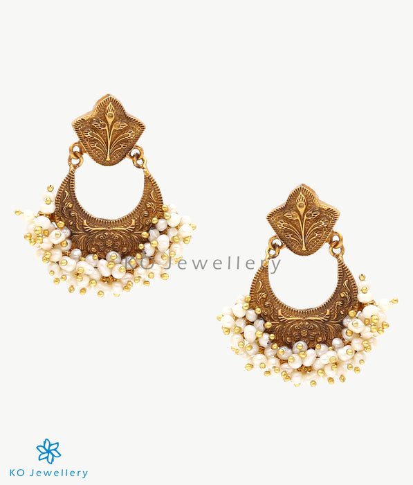Pearl studded handcrafted vintage kundan earrings online