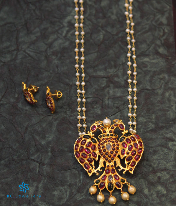 The Niyathi Gandaberunda Silver Pearl Necklace