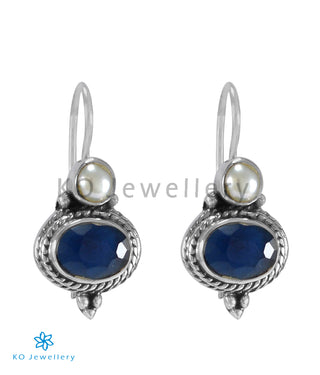 The Aruna Silver Gemstone Earrings (Blue)