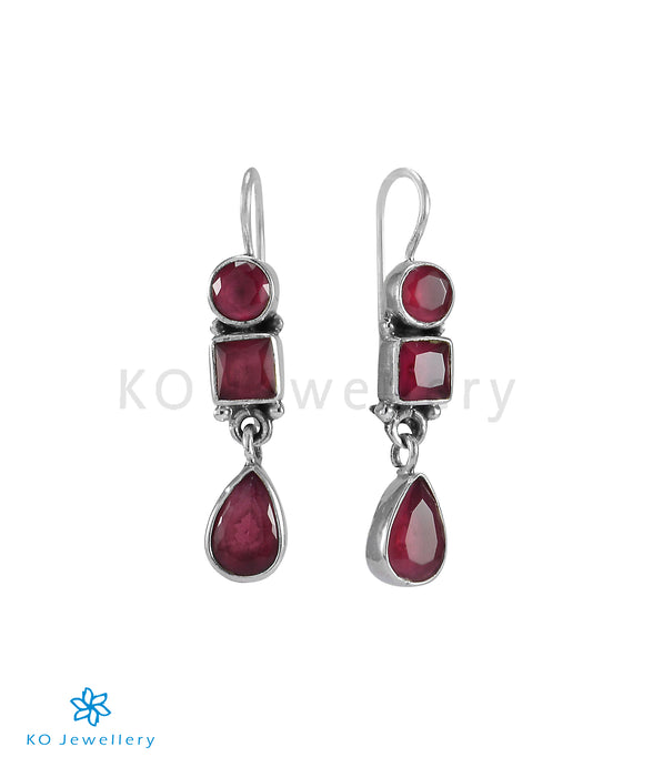 The Mahiti Silver Gemstone Earrings (Red)
