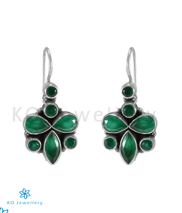 The Ruhi Silver Gemstone Earrings (Green)