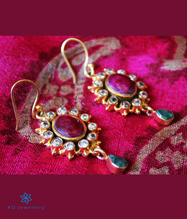 The Manikya Silver Gemstone Earrings - KO Jewellery