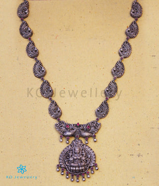 The Anisha Silver Lakshmi Nakkasi Necklace (Oxidised)