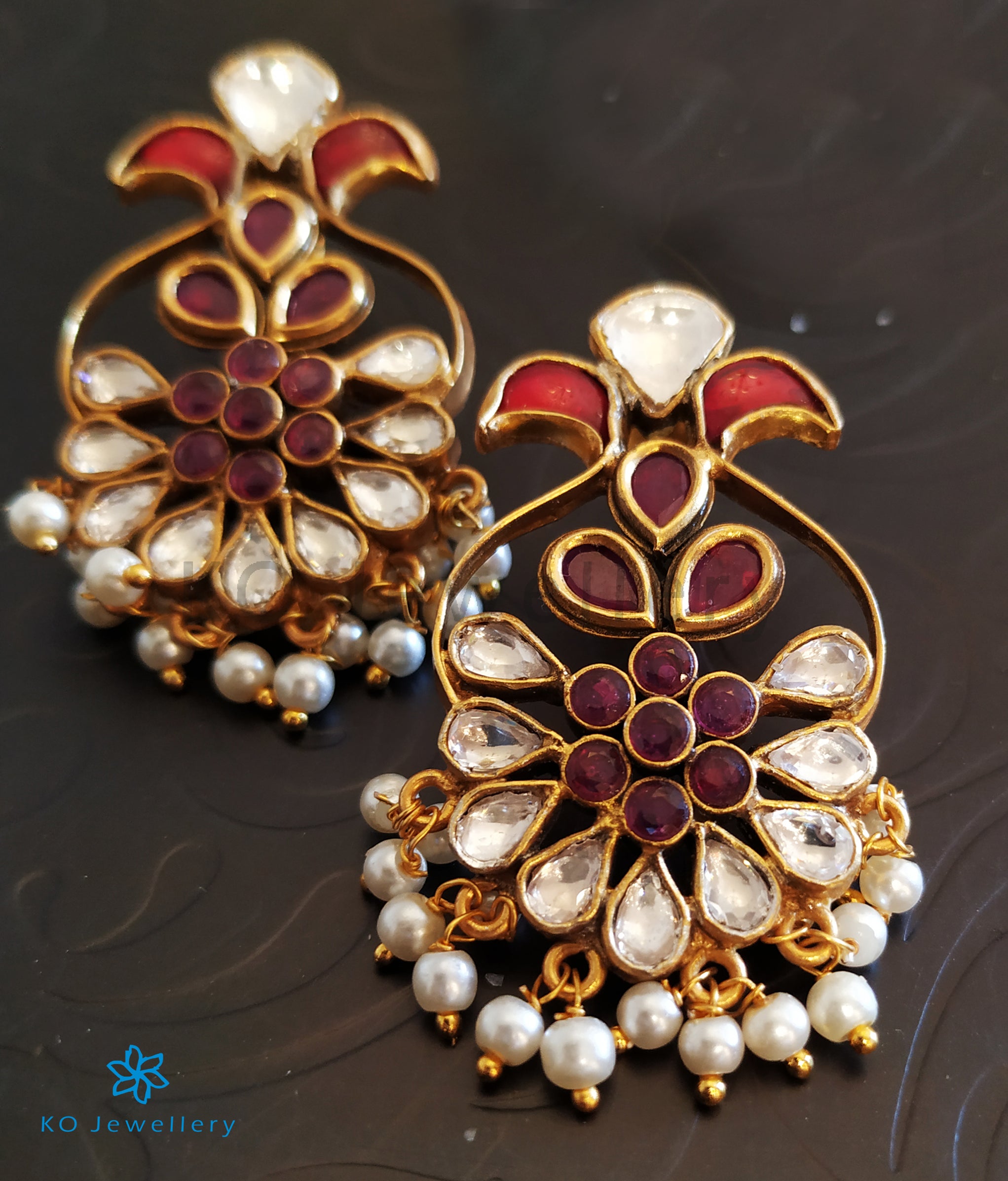 The Mahira Silver Jadau Earrings — KO Jewellery